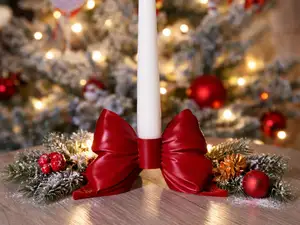 Bow Candle Holder Ribbon Candlestick Stand