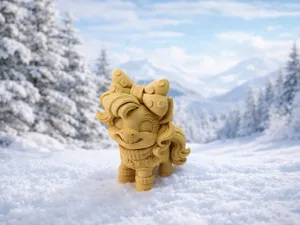 Schleifenpony mit Zuckerwatte Laecheln