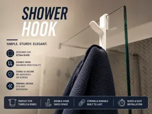 Glass Shower Hook Towel & Robe Holder No Drill