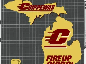 Central Michigan Mitten Wall/desk Art