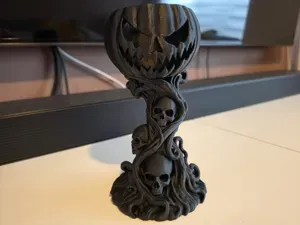 Gothic Jack-o'-Lantern Skull Candle Holder