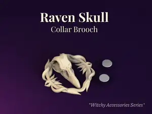 Raven Skull - Witchy Collar Brooch