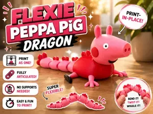 Flexi Peppa Pig Dragon | Articulated Fidget Toy