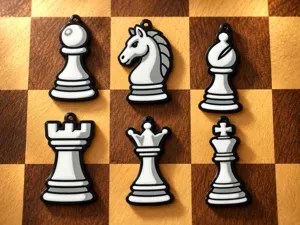 Complete Chess Piece Keychain Set