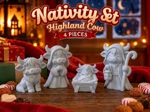 Christmas Highland Cow Nativity Set