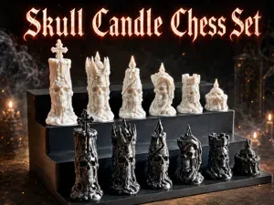 Skull Candle Chess Set – Gothic Melting Skull