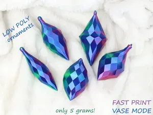 Low Poly Christmas Ornaments / Baubles in VaseMode