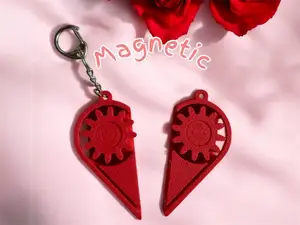 Magnetic Gear Heart Keychain