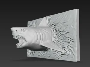 Great White Shark Water Relief Sculpture