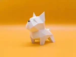 低多边形 法国斗牛犬-动物雕塑装饰摆件