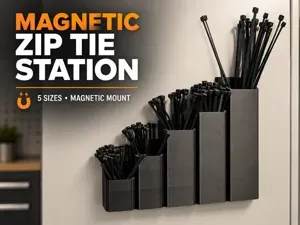 Magnetic Zip Tie Station – 5-Size Wall Organizer
