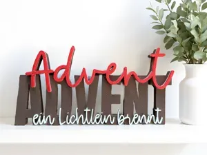 00126 Schriftzug Advent Advent ein Lichtlein brenn