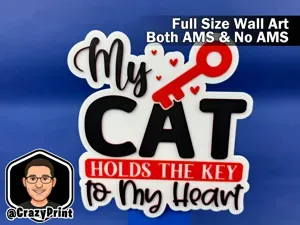 My Cat holds Key to my Heart -Pet Wall Art -No AMS