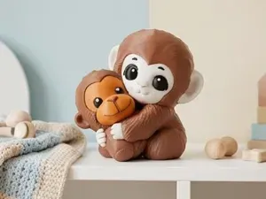 Punch Kawaii Monkey Hugging Plush Figurine