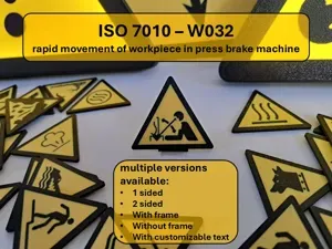 Warning - Rapid moving workpiece - W032 ISO 7010