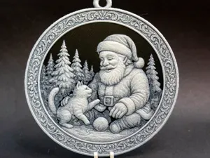 Cat and Santa Christmas Bauble Ornament Decoration