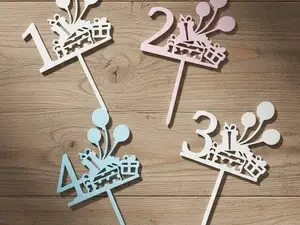 Modern Birthday Cake Toppers — Years 1–10