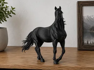Black PLA Horse Sculpture