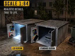 Tin garage / Metal garage 1:64 scale LED
