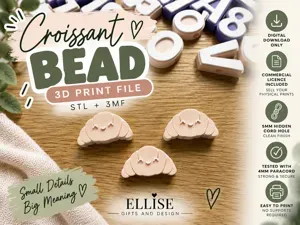 Cute Croissant Paracord Bead – 5mm Cord Hole