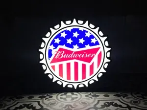 Budweiser Patriotic Bottle Cap LED Lightbox Sign