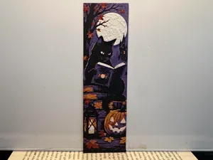 Cozy Black Cat Reading - Bookmark