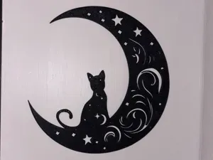 Cat on the Moon wall art shadow stencil