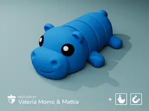 Cute Flexi Pets Hippo (Keychain & Magnet)