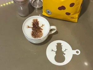 Snowman Christmas Coffee Stencil Cappuccino xmas
