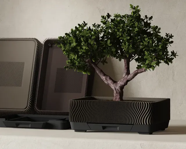 Bonsai Training Pot - Japandi Wave Planter & Tray — Image 4 of 16