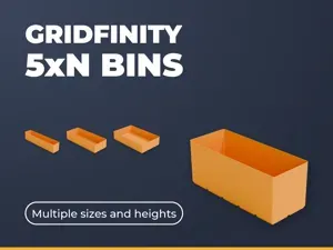 Gridfinity 5xN Bins - 5 Sizes, 4 Heights
