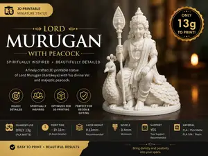 Lord Murugan with Peacock Miniature Statue