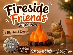 Fireside Friends Tealight Holder Highland Cow