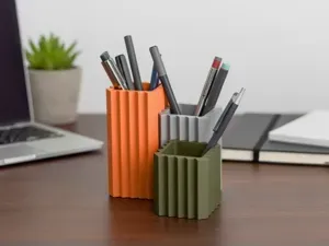 3 Parts Desk Pen Holder Organizer rectangular edge