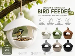 Modern & Minimalist Bird Feeder 2.0 – Deeper Bowl