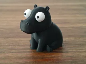 Funny Cartoon Hippo with Big Eyes