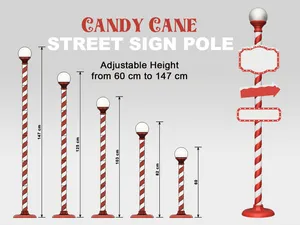 Candy Cane Street Sign Pole - Christmas 60cm-147cm