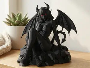Demonic Figure with Wings and Red Eyes