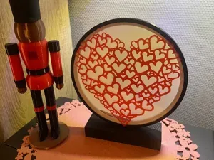 LED lamp Lantern with many hearts in heart shape