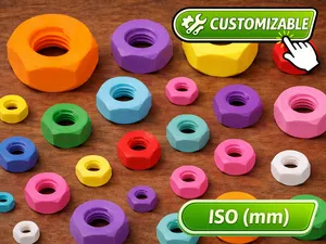 Customizable ISO Parametric Nut (from M1.6 to M64)