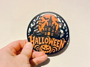 Halloween Haunted House Coaster Pumpkin