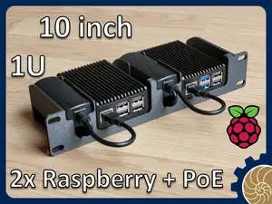 10 inch Rack - 1U - 2 Raspberry (5-4-3) with PoE