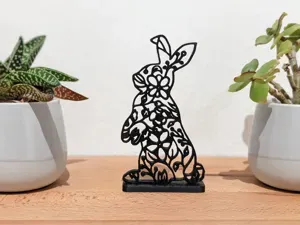Floral Easter Bunny with stand / Sculpture / Deco / Oster Hase