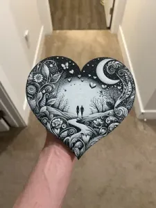 Grayscale Heart Couple Art Hueforge