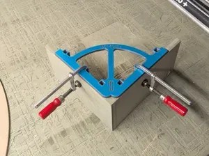Cabinet and panel square for use with rail clamps