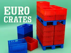 Miniature Euronorm Crates E1, E2 & E3 — 1:10 Scale