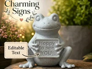 Frog Charming Sign Editable Text