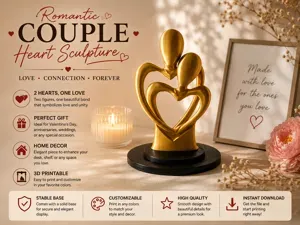 Romantic Couple Double Heart Sculpture
