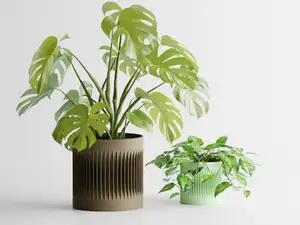 Modern ribbed Planter Plant Pot Vase Series 2