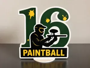 Paintball themed 16th birthday cake topper 13cm